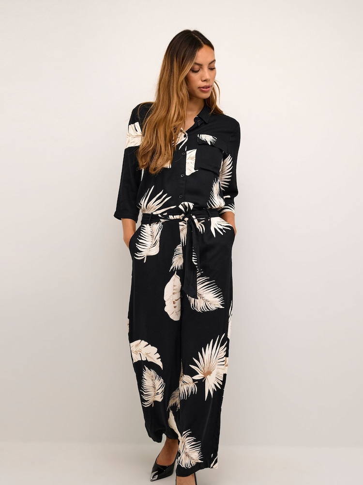 Kaffe Black Rutie 3/4 Sleeve Jumpsuit - Image 1 of 5 Kaffe Black Rutie 3/4 Sleeve Jumpsuit - Image 1 of 5