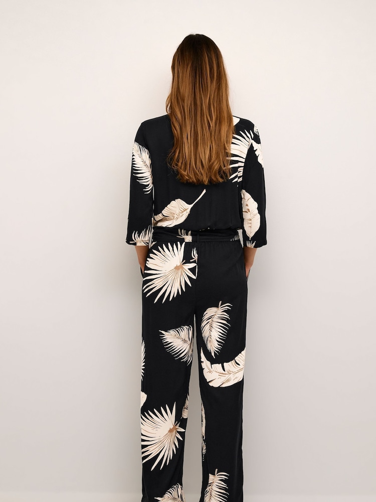 Kaffe Black Rutie 3/4 Sleeve Jumpsuit - Image 2 of 5 Kaffe Black Rutie 3/4 Sleeve Jumpsuit - Image 2 of 5