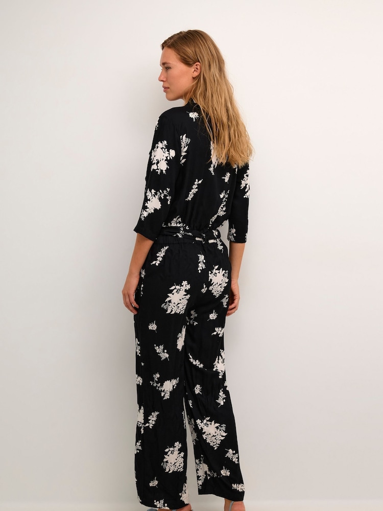 Kaffe Black Rutie 3/4 Sleeve Jumpsuit - Image 2 of 6