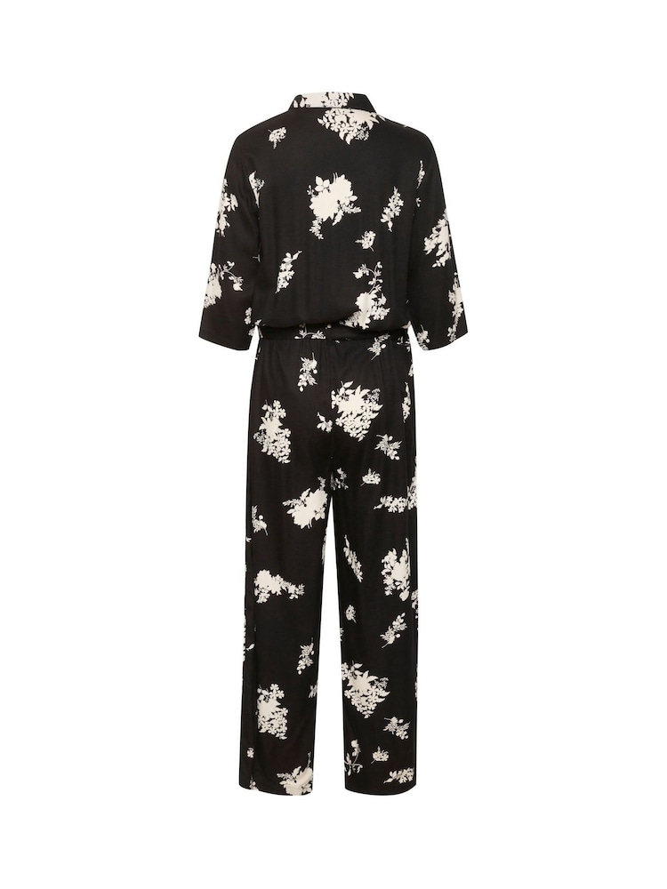 Kaffe Black Rutie 3/4 Sleeve Jumpsuit - Image 6 of 6