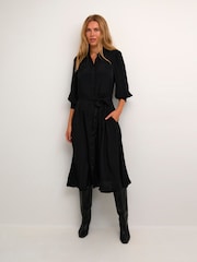 Kaffe Emine Maxi Pocket Black Shirt Dress - Image 1 of 6