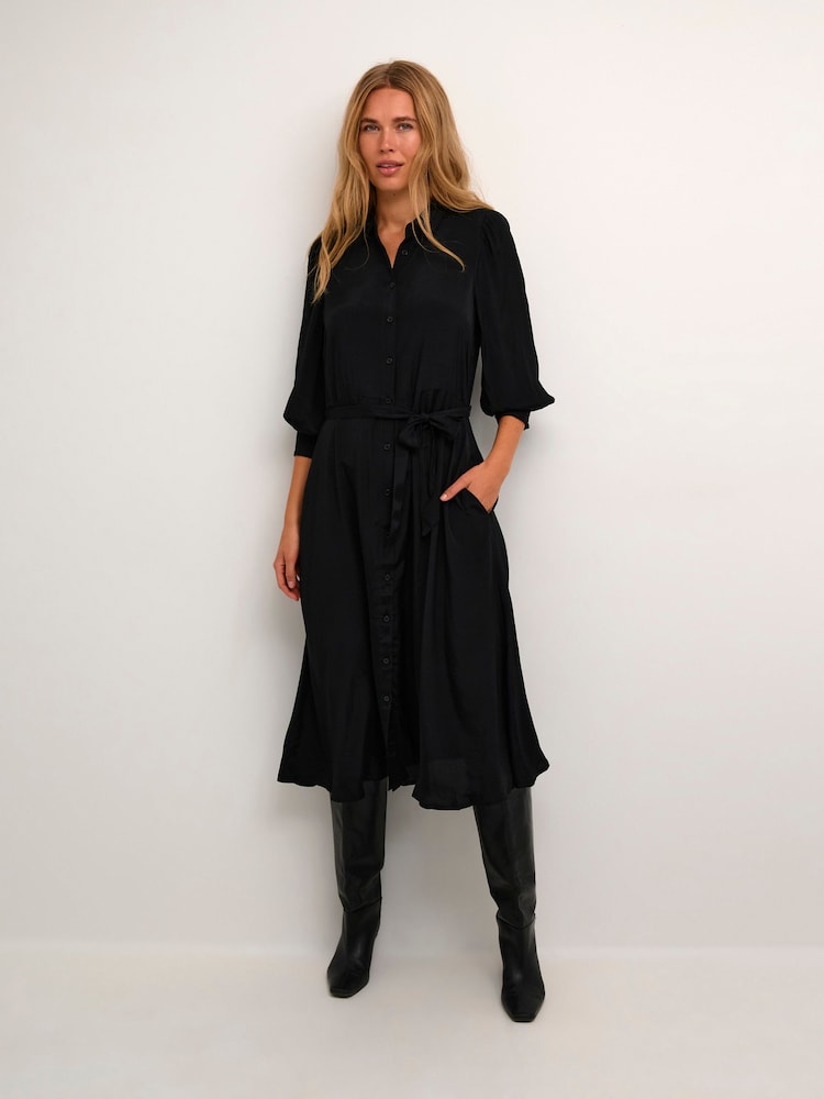 Kaffe Emine Maxi Pocket Black Shirt Dress - Image 1 of 6
