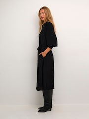 Kaffe Emine Maxi Pocket Black Shirt Dress - Image 3 of 6