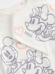 Pink/Cream Minnie Mouse License Baby Sleepsuit and Bib Set (0mths-2yrs) - Image 4 of 7