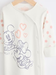 Pink/Cream Minnie Mouse License Baby Sleepsuit and Bib Set (0mths-2yrs) - Image 5 of 7