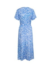 Kaffe Blue Viola Button Short Sleeve Maxi Dress - Image 6 of 6