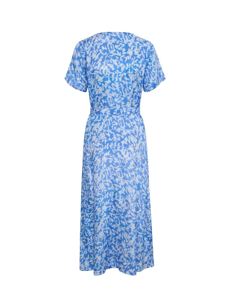 Kaffe Blue Viola Button Short Sleeve Maxi Dress - Image 6 of 6