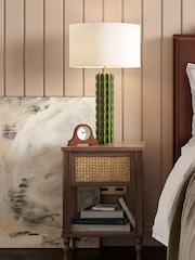 Feather & Black Dark Wood Vintage Rattan Bedside Chest - Image 1 of 3