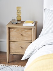 Feather & Black Weathered Oak Aubrey 2 Drawer Bedside Table - Image 1 of 2