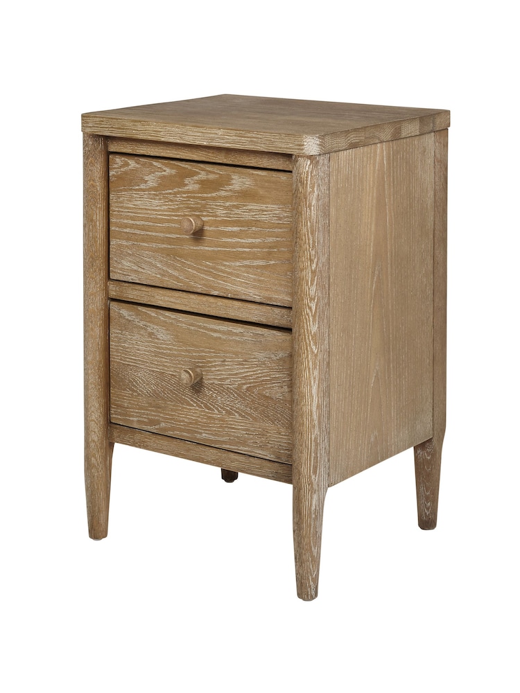 Feather & Black Weathered Oak Aubrey 2 Drawer Bedside Table - Image 2 of 2