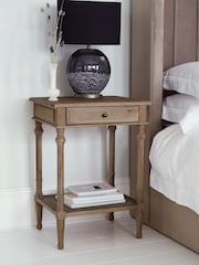 Feather & Black Weathered Oak Emporium Turned Leg Bedside Table - Image 1 of 3