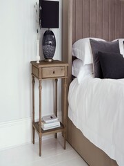 Feather & Black Weathered Oak Emporium Turned Leg Bedside Table - Image 2 of 3