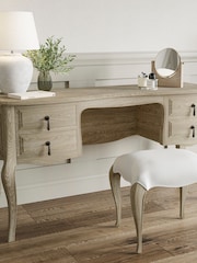 Feather & Black Pale Weathered Oak Salcombe Dressing Table and Stool - Image 1 of 3