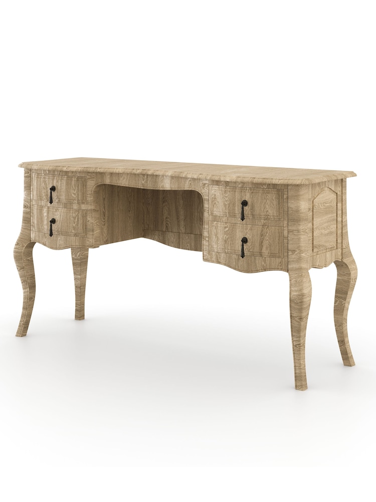Feather & Black Pale Weathered Oak Salcombe Dressing Table and Stool - Image 3 of 3