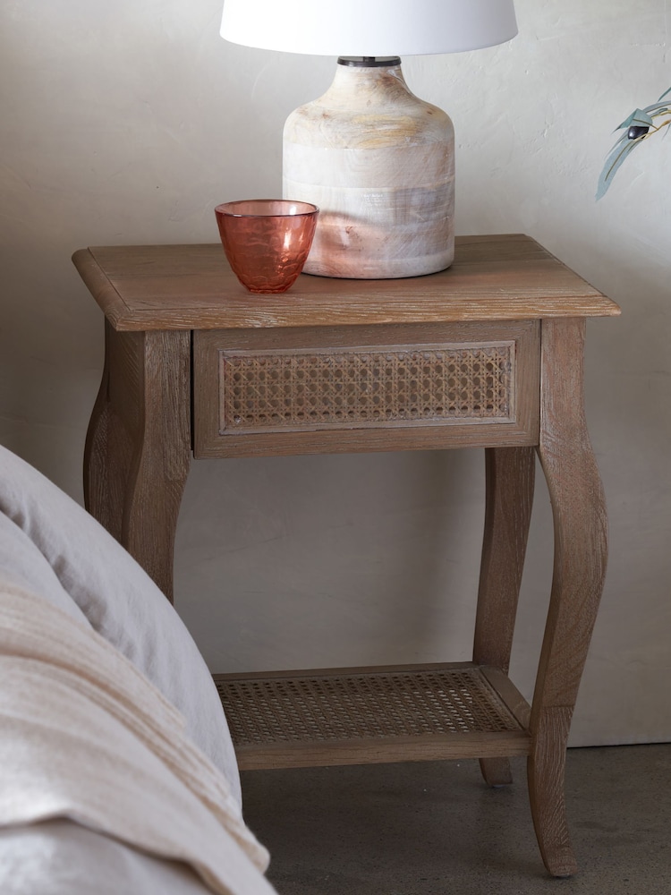 Feather & Black Weathered Oak Sienna Rattan Bedside Table - Image 1 of 3