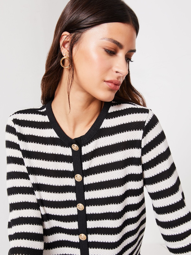 Lipsy Black/White Button Through Cardigan - Image 4 of 4 Lipsy Black/White Button Through Cardigan - Image 4 of 4