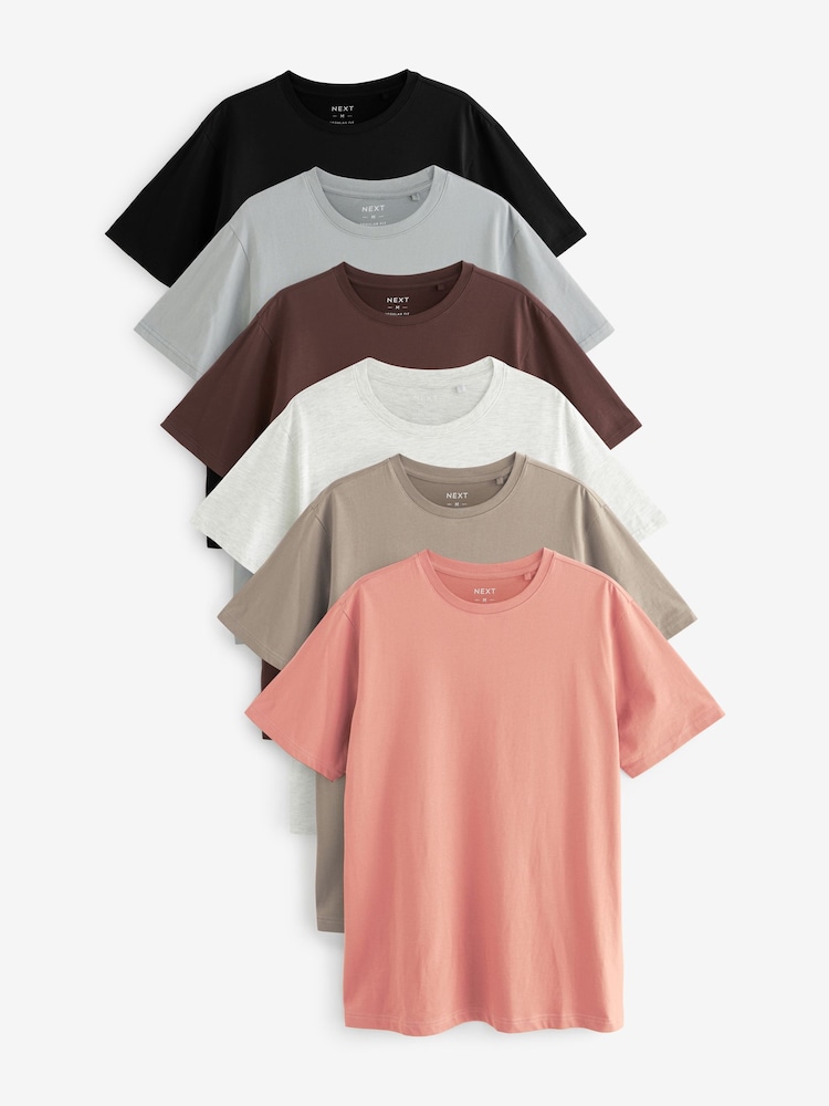 Бежевый цвет - Обычный крой - Essential Cotton T-Shirts 6 Pack - Image 1 of 12 Бежевый цвет - Обычный крой - Essential Cotton T-Shirts 6 Pack - Image 1 of 12