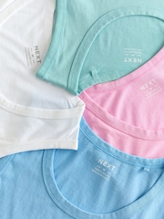 White/Blue/Pink/Mint Green 100% Cotton Vests 4 Pack - Image 13 of 14