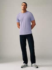 Purple Lilac Slim Fit Essential Crew Neck 100% Cotton T-Shirt - Image 2 of 7