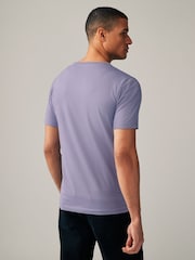 Purple Lilac Slim Fit Essential Crew Neck 100% Cotton T-Shirt - Image 3 of 7