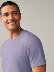 Purple Lilac Slim Fit Essential Crew Neck 100% Cotton T-Shirt - Image 4 of 7