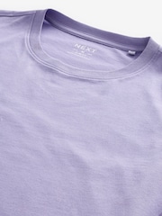 Purple Lilac Slim Fit Essential Crew Neck 100% Cotton T-Shirt - Image 6 of 7