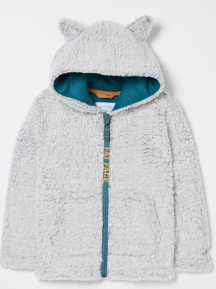 FatFace Grey Wolf Fleece Zip Through Hoodie - Image 5 of 5