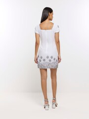 River Island White Sequin Bodycon Mini Dress - Image 3 of 6