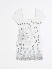 River Island White Sequin Bodycon Mini Dress - Image 5 of 6