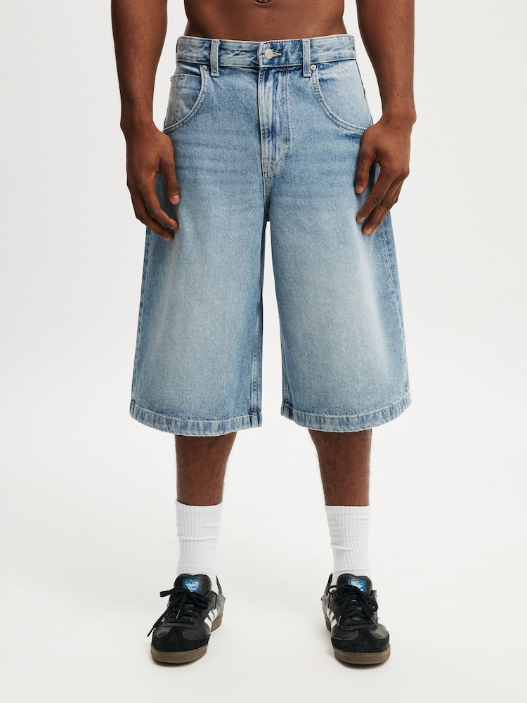 Cotton On Blue Y2K Super Baggy Jort Shorts - Image 1 of 8 Cotton On Blue Y2K Super Baggy Jort Shorts - Image 1 of 8