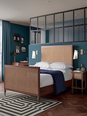 Feather & Black Dark Wood Vintage Rattan Bed - Image 1 of 4