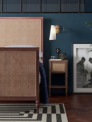Feather & Black Dark Wood Vintage Rattan Bed - Image 2 of 4