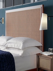 Feather & Black Dark Wood Vintage Rattan Bed - Image 3 of 4