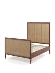 Feather & Black Dark Wood Vintage Rattan Bed - Image 4 of 4