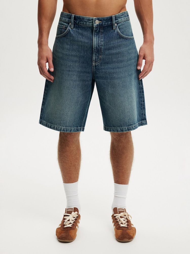 Cotton On Blue Baggy Denim Shorts - Image 1 of 5