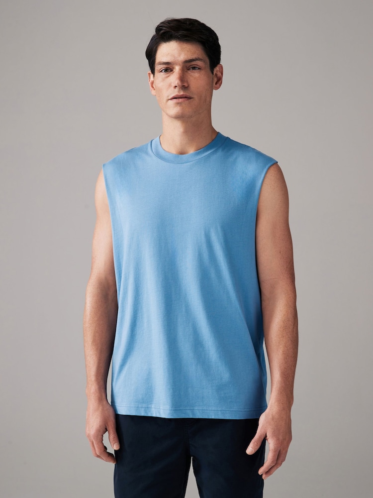 Blue 100% Cotton Vest - Image 1 of 8