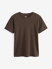 Brown Dark Chocolate Slim Fit Essential Crew Neck Cotton T-Shirt - Image 5 of 7