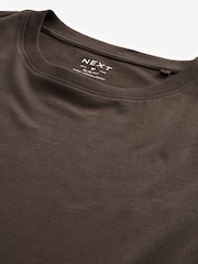 Brown Dark Chocolate Slim Fit Essential Crew Neck Cotton T-Shirt - Image 6 of 7