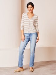 Lipsy Camel Striped Button Through Cardigan - Image 3 of 4