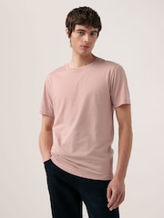Pink Slim Fit Essential Crew Neck 100% Cotton T-Shirt - Image 1 of 7