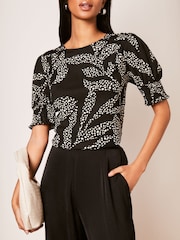 Lipsy Black Round Neck Puff Sleeve T-Shirt - Image 3 of 4