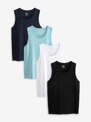 Noir/Marine/Blanc/Bleu - Gilets en coton 100% 4 Lot - Image 1 de 14
