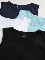Black/Navy/White/Blue 100% Cotton Vests 4 Pack - Image 15 of 15