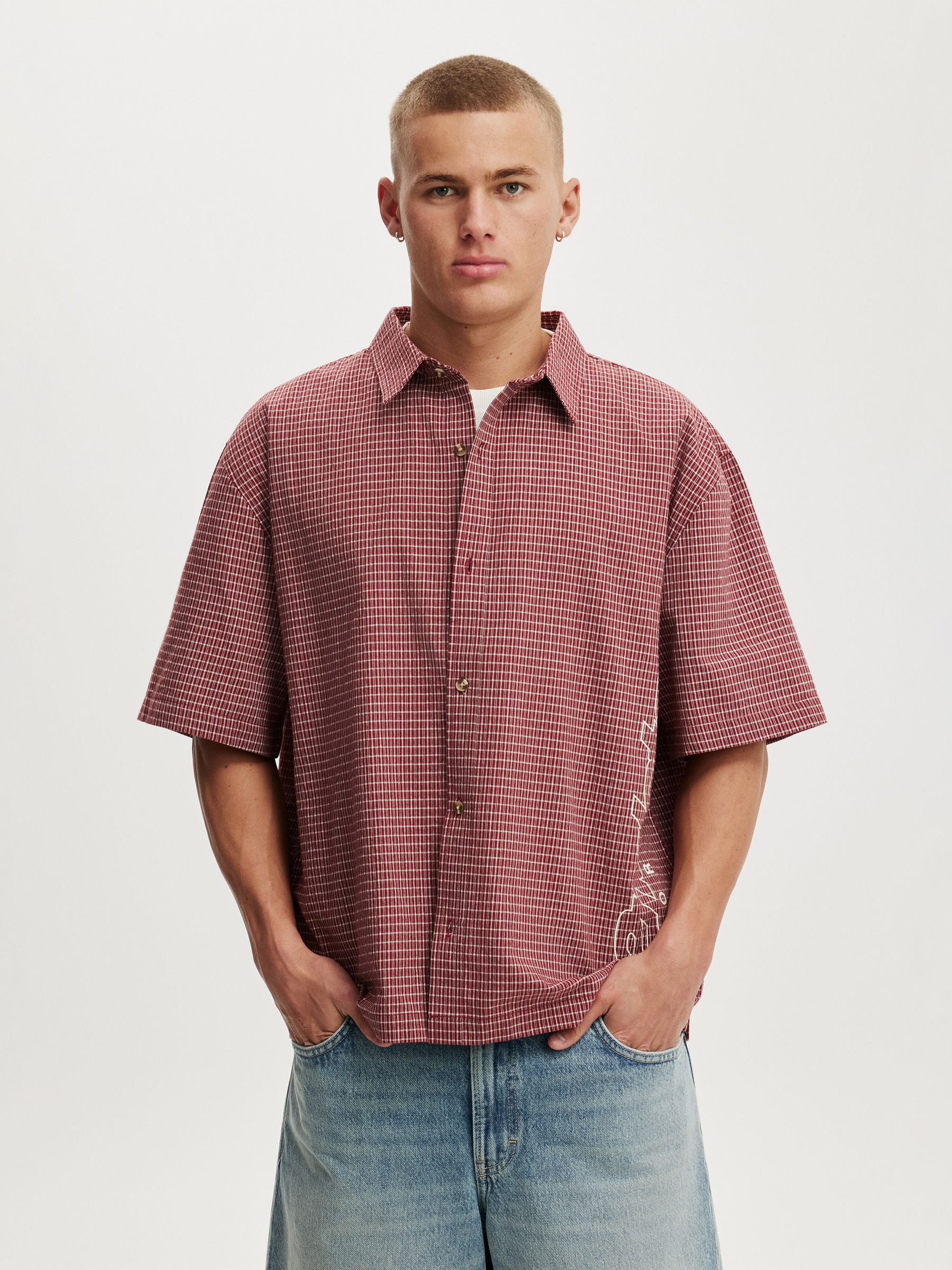 Buy Cotton On Red Mini Check/Print Darcy Short Sleeve Shirt from
