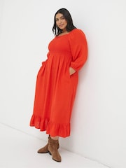 FatFace Red Midi Dress - Image 3 of 6