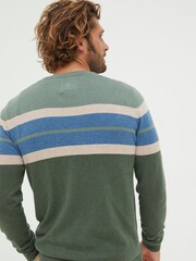 FatFace Green Chest Stripe Crew Jumper - Image 2 of 5