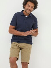 FatFace Navy Blue Pique Polo Shirt - Image 1 of 5