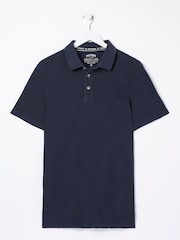 FatFace Navy Blue Pique Polo Shirt - Image 5 of 5