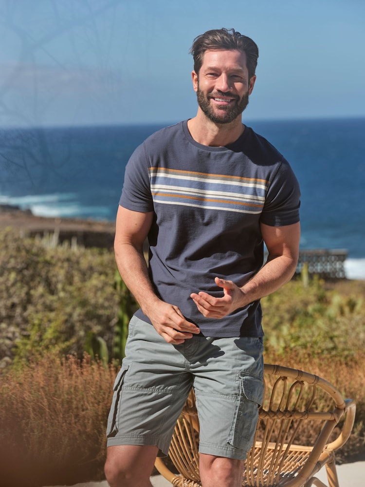 FatFace Blue Chest Stripe T-Shirt - Image 1 of 6
