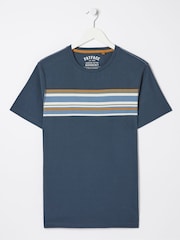 FatFace Blue Chest Stripe T-Shirt - Image 6 of 6